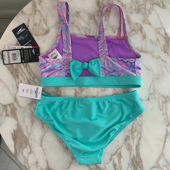 Speedo Girl's Sporty 2 Piece Swimsuit - NWT - Picture 2 of 5
